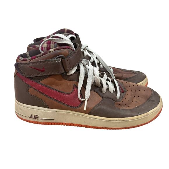 Nike Air Force 1 High Men\'s 10 310277-261 Hunt Pack Plaid Leather Red Tan main image 5